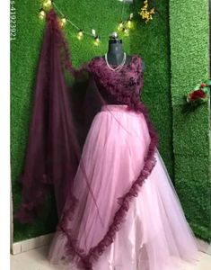 Burgundy &amp; Pink Lehenga Choli