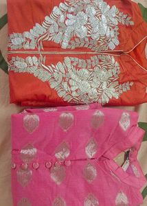 2 Silk And Zari  Kurti V Pretty Colour
