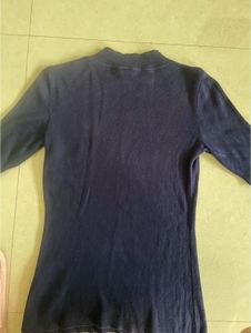 Navy Blue Ribbed Top