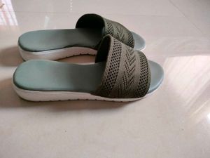Sage Green Woven Slide Sandals