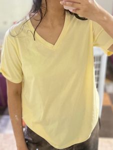 Pintresty Butter Yellow V-Neck Tee - L