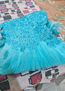 Womens Turtle Green  Colour Party Wear Flared Gown