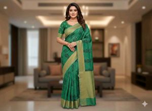Elegant Green Saree without blouse