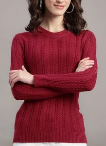 Burgundy Cable Knit Pullover