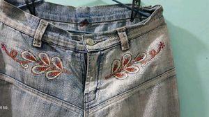 Embroidered Flare Leg Jeans