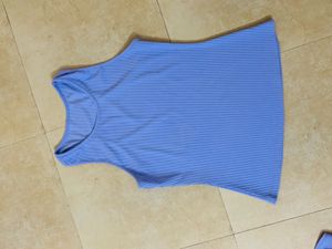 Blue Striped Ribbed Tank &amp; Shorts Set