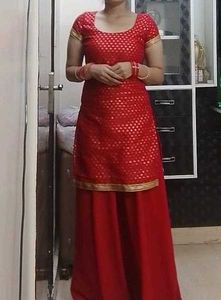 full gher plazzo suit dupatta
