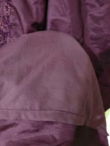 Mauve Kurta Set Cotton Silk