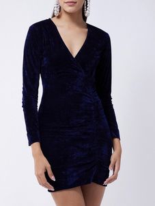 Blue Velvet Bodycon Dress, Size L