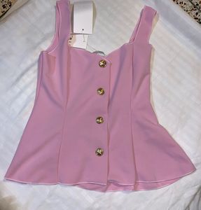 Pink Button-Down Tank Top