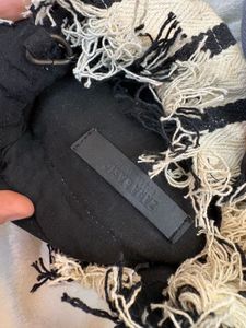 zara badic Striped Floral Pouch Bag