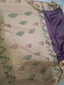 Cotton Belnd Saree with Block Prints