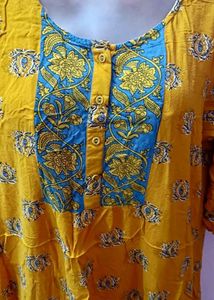 XXL size Yellow Printed Kurta