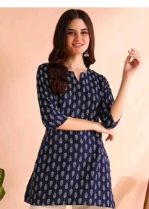 Elegant Navy Blue Printed Kurta