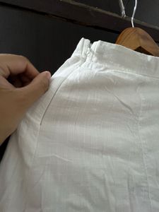 White Cotton A-Line Skirt