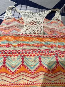 Multi colour with white thread details