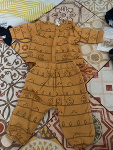 New Born Baby Suit Mustard Colour