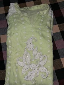 Pure Cotton Chikenkari Kurti With Full Lining