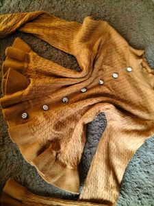 Brown/mustard yellow Knit Button-Up Cardigan