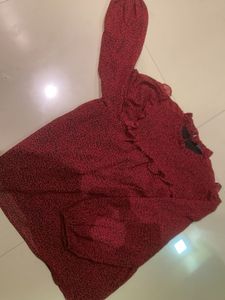 Chic Red Animal Print Top