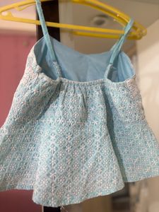 Cute Blue Embroidered Top