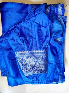 New Brand Satin Silk Saree With Stiched Blouse