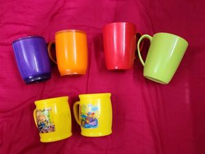 Set of 6 Colorful Plastic Mugs – Durable & Lightwe