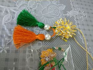 Saffron White Green Coloured Rakhi for Bhai Bhabhi