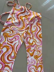 Retro Swirl Print Tie Pants