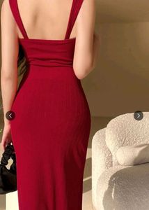 Elegant Red Bodycon Midi Dress