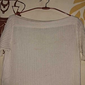 Cream Ribbed Knit Top