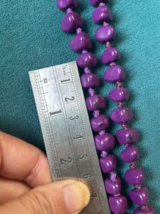Purple Pebble Bead Thread Knit Necklace