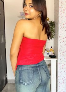 Red Tie-Waist Tube Top