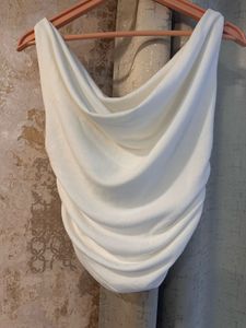 Uptownie White Off Shoulder Tank Top, Bust-34
