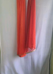 Orange Embroidered Gown + Leggings Duppata