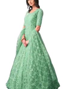 Mint Green Lace Anarkali Dress