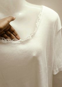 All new white tshirt top with pretty border lace