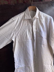 Louise Philippe - Beige Colour With Blue Linen Shi