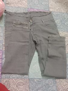 Frayed Hem Grey Jeans