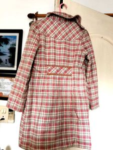 Tweed Knee Length Coat Pinky