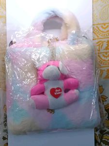 Pastel Plush Handbag with Teddy
