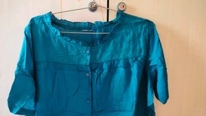 Teal Embroidered Top