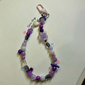 Purple Themed Handmade Beaded Bag Charm