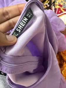 Lavender Mini Dress Puffed Sleeves