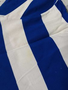 Men Blue White Striped Cotton Tshirt