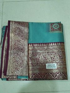 Teal &amp; Gold Banarasi Silk Saree