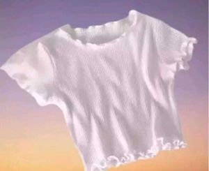 Ribbed Ruffle Trim Top