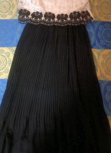 Lace Top Black Pleated Skirt Dress