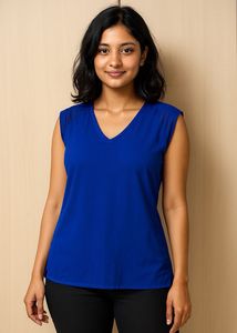 Blue V-Neck Top