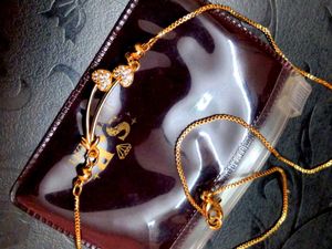 golden heart chain with diamonds💗🥰